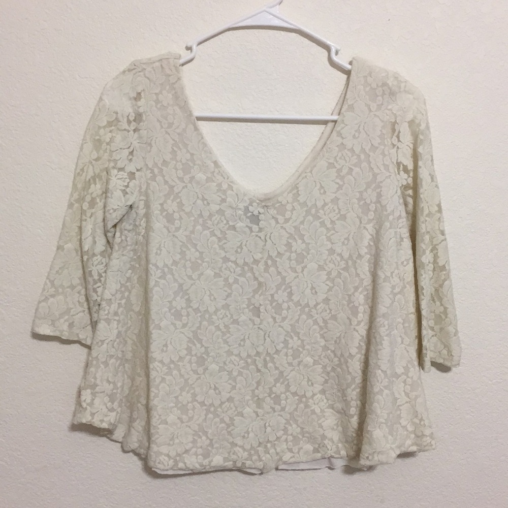 American Eagle lace V neck blouse size S